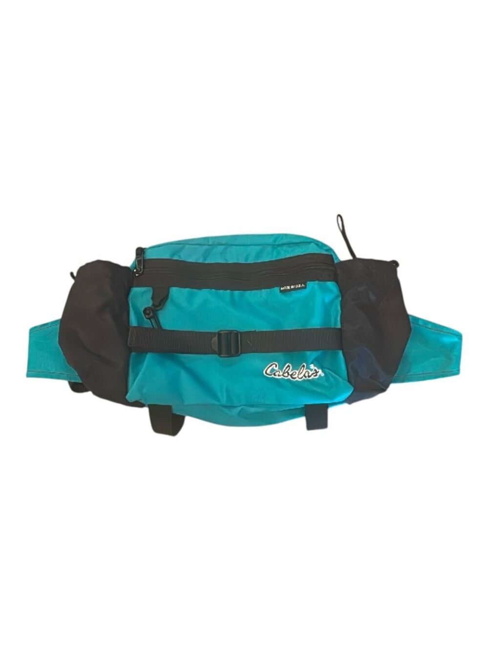 CABELA’S Vintage Gorpcore 90s Teal Lumbar Fanny Pack USA Made Multi Pocket Hikin
